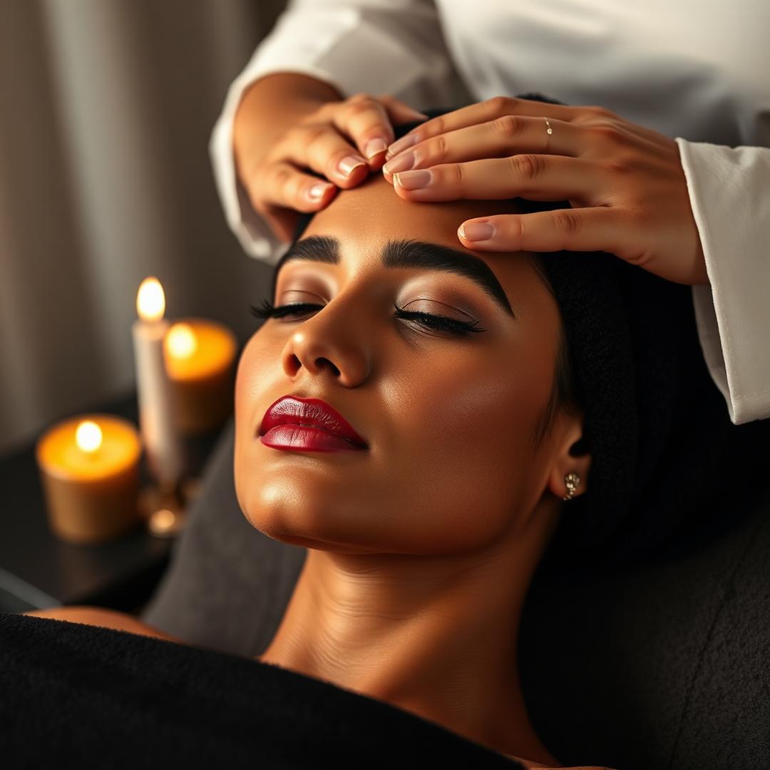 Relaxing hair spa and head massage ritual